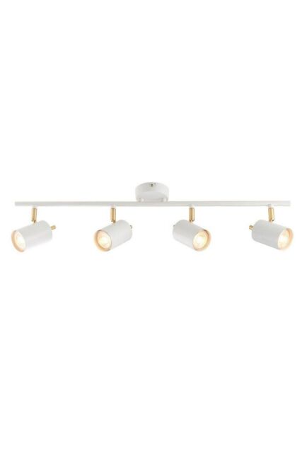 Netlighting Gull 4 Light Spotlight Matt White Paint Satin Brushed Gold GU10 - image 1