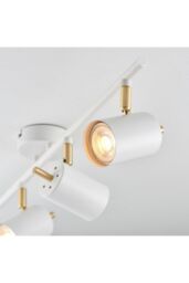 Netlighting Gull 4 Light Spotlight Matt White Paint Satin Brushed Gold GU10 - thumbnail 4