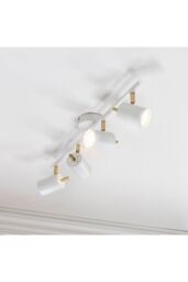 Netlighting Gull 4 Light Spotlight Matt White Paint Satin Brushed Gold GU10 - thumbnail 2