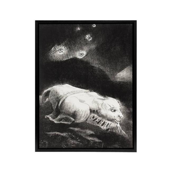 "Artery8 Life Awakening in Obscure Matter Redon Vintage Framed Canvas Wall Art in Black - Size: W18"" x H24""" - image 1