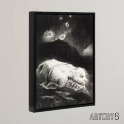 "Artery8 Life Awakening in Obscure Matter Redon Vintage Framed Canvas Wall Art in Black - Size: W18"" x H24""" - thumbnail 2
