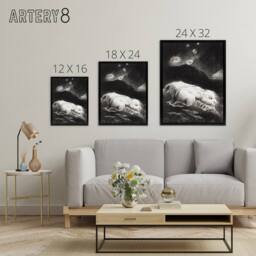 "Artery8 Life Awakening in Obscure Matter Redon Vintage Framed Canvas Wall Art in Black - Size: W18"" x H24""" - thumbnail 4
