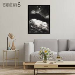 "Artery8 Life Awakening in Obscure Matter Redon Vintage Framed Canvas Wall Art in Black - Size: W18"" x H24""" - thumbnail 3