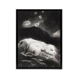 "Artery8 Life Awakening in Obscure Matter Redon Vintage Framed Canvas Wall Art in Black - Size: W18"" x H24""" - thumbnail 1