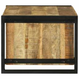 Berkfield Home Beautiful Coffee Table 90x50x38 cm Solid Rough Wood Mango in Brown - Size: 90 x 50 x 38 cm - thumbnail 4