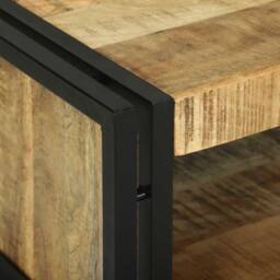 Berkfield Home Beautiful Coffee Table 90x50x38 cm Solid Rough Wood Mango in Brown - Size: 90 x 50 x 38 cm - thumbnail 8