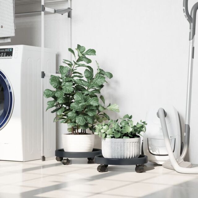Berkfield Home Plant Trolleys with Wheels 2 pcs Grey Diameter 34 cm 35 kg - image 1