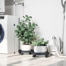 Berkfield Home Plant Trolleys with Wheels 2 pcs Grey Diameter 34 cm 35 kg - thumbnail 1