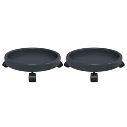 Berkfield Home Plant Trolleys with Wheels 2 pcs Grey Diameter 34 cm 35 kg - thumbnail 3