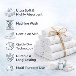 Nordara Soft Absorbent Hotel Quality Cloth pack 12 in White - thumbnail 4
