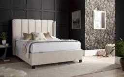 Bedmaster Aurora Velvet Ottoman Bed & Cotswold 3000 Pocket Sprung Natural Mattress in Light Stone - Size: King - thumbnail 2