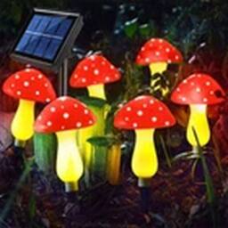 Havendro 6Pcs Red Solar Mushroom Fairy String Lights LED Garden Ornament - thumbnail 1