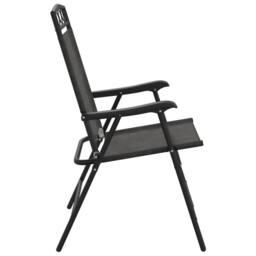 Berkfield Home Beautiful Folding Garden Chairs 4 pcs Melange Grey Steel & Textilene - thumbnail 6