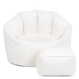 icon Boucle Sirena Accent Chair & Footstool Bundle in Cream - thumbnail 4