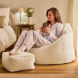 icon Boucle Sirena Accent Chair & Footstool Bundle in Cream - thumbnail 2