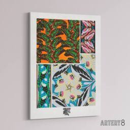 "Artery8 Bright Vintage Butterfly Patterns Canvas Wall Art Print Seguy - Size: W24"" x H32""" - thumbnail 2