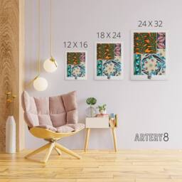 "Artery8 Bright Vintage Butterfly Patterns Canvas Wall Art Print Seguy - Size: W24"" x H32""" - thumbnail 4