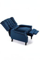 More4Homes Althorpe Wing Back Recliner Button Back Fireside Velvet Chair in Dark Blue - thumbnail 5