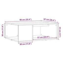 Berkfield Home Coffee Table Artisan Oak 90x67x33 cm Engineered Wood in Brown - Size: 90 x 67 x 33 cm - thumbnail 9