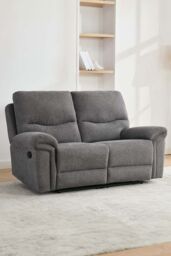 More4Homes Fosse 2 Seater Manual Recliner Fabric Modern Living Sofa in Dark Grey - thumbnail 1