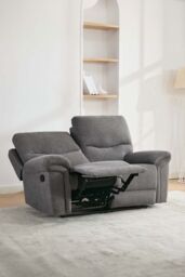 More4Homes Fosse 2 Seater Manual Recliner Fabric Modern Living Sofa in Dark Grey - thumbnail 2