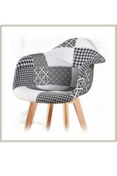 Life Interiors Set of 2 Patchwork Fabric Dining Chairs with Wooden Legs, Modern Accent Chair - thumbnail 4