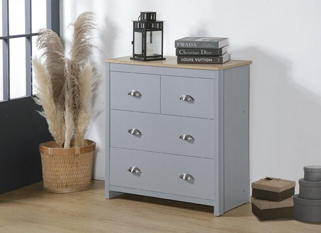 Comfy Living Ltd Wooden Shaker Style 4 Drawer Chest in Grey