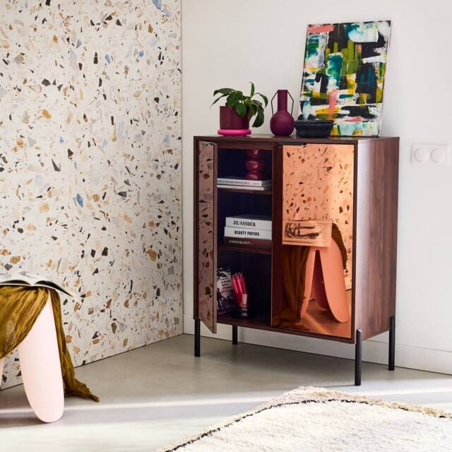 sweeek 83cm Vintage Walnut Wooden Effect Sideboard