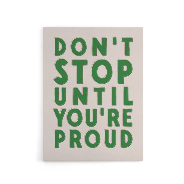 "Artery8 Don't Stop Until You Are Proud Simple Motivational Canvas Art Print in Beige - Size: W24"" x H32""" - image 1