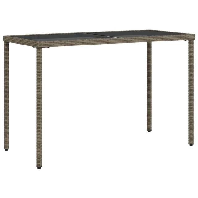 Berkfield Home Garden Table with Glass Top Grey 115x54x74 cm Poly Rattan - Size: 115 x 54 x 74 cm - image 1