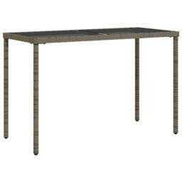Berkfield Home Garden Table with Glass Top Grey 115x54x74 cm Poly Rattan - Size: 115 x 54 x 74 cm