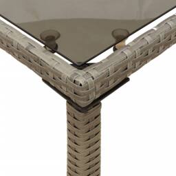 Berkfield Home Garden Table with Glass Top Grey 115x54x74 cm Poly Rattan - Size: 115 x 54 x 74 cm - thumbnail 8