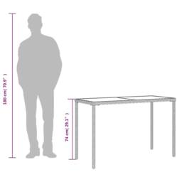 Berkfield Home Garden Table with Glass Top Grey 115x54x74 cm Poly Rattan - Size: 115 x 54 x 74 cm - thumbnail 9