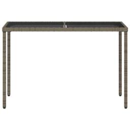 Berkfield Home Garden Table with Glass Top Grey 115x54x74 cm Poly Rattan - Size: 115 x 54 x 74 cm - thumbnail 4