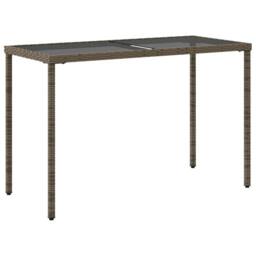 Berkfield Home Garden Table with Glass Top Grey 115x54x74 cm Poly Rattan - Size: 115 x 54 x 74 cm - thumbnail 6