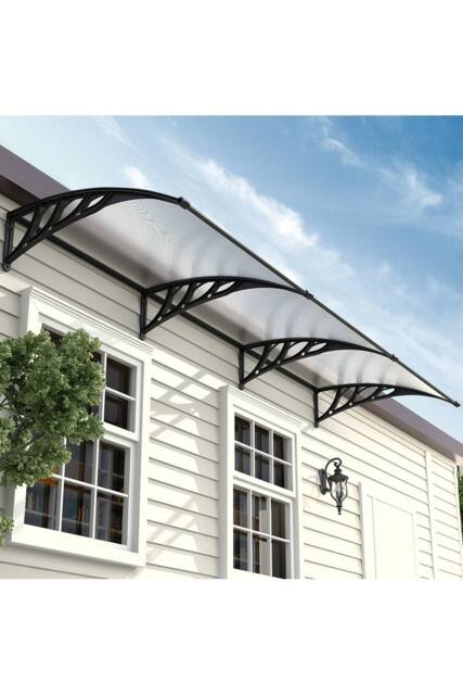 Living and Home 2.7m W x 1m D Window Door Canopy Awning with Brackets in Black - image 1