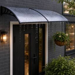 Living and Home 2.7m W x 1m D Window Door Canopy Awning with Brackets in Black - thumbnail 7