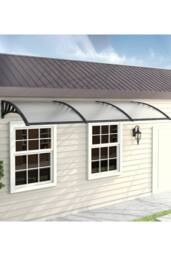 Living and Home 2.7m W x 1m D Window Door Canopy Awning with Brackets in Black - thumbnail 2