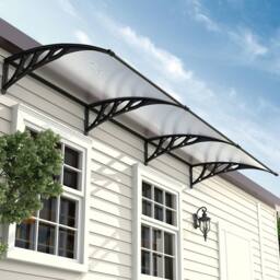 Living and Home 2.7m W x 1m D Window Door Canopy Awning with Brackets in Black - thumbnail 8