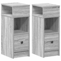 Berkfield Home Bedside Cabinets 2 pcs with Drawer Grey Sonoma 25x31x66 cm - Size: 25 x 31 x 66 cm - thumbnail 2