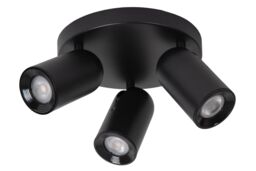 Lucide 'PUNCH' Dimmable Tiltable Adjustable Indoor Ceiling Spotlight 3xGU10 in Black - thumbnail 2