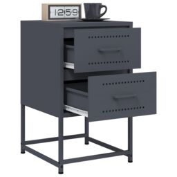 Berkfield Home Bedside Cabinets 2 pcs Anthracite 36x39x60.5 cm Steel in Black - thumbnail 4