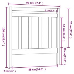Berkfield Home Bed Headboard 95x4x100 cm Solid Wood Pine in Brown - Size: 95 x 4 x 100 cm - thumbnail 6