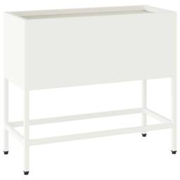 Berkfield Home Raised Garden Planter 60x26x45 cm White Steel - Size: 60 x 26 x 45 cm - thumbnail 3