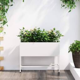 Berkfield Home Raised Garden Planter 60x26x45 cm White Steel - Size: 60 x 26 x 45 cm - thumbnail 2