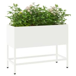 Berkfield Home Raised Garden Planter 60x26x45 cm White Steel - Size: 60 x 26 x 45 cm - thumbnail 1