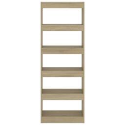 Berkfield Home Book Cabinet/Room Divider Sonoma Oak 60x30x166 cm Engineered Wood in Light Oak - Size: 60 x 30 x 166 cm - thumbnail 3