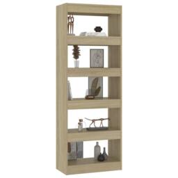 Berkfield Home Book Cabinet/Room Divider Sonoma Oak 60x30x166 cm Engineered Wood in Light Oak - Size: 60 x 30 x 166 cm - thumbnail 6