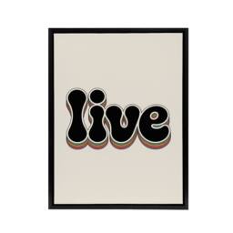 "Artery8 Live Bold Retro Rainbow Font Word Typography Framed Canvas Wall Art in Beige - Size: W12"" x H16""" - thumbnail 1