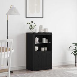 Berkfield Home Sideboard with LED Lights Black Oak 60, 5x37x100 cm - Size: 5 x 37 x 100 cm - thumbnail 1